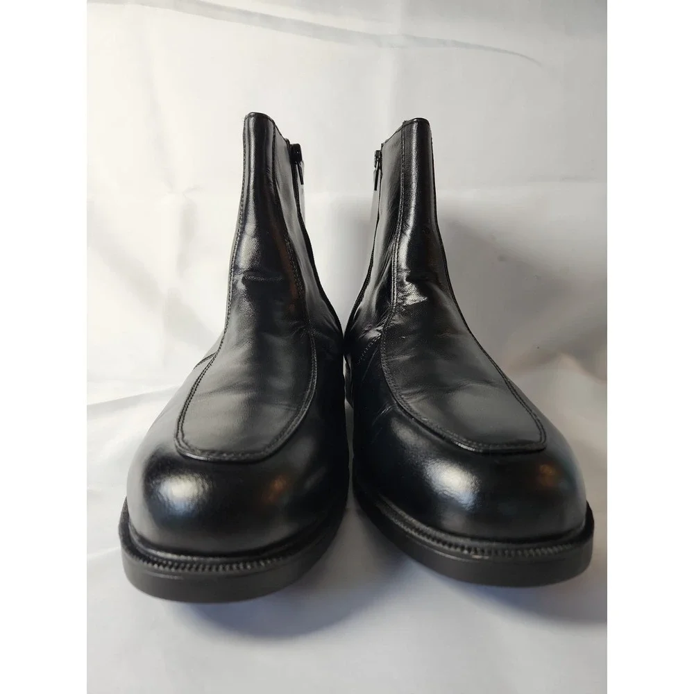 Men's Black Leather Zip Ankle Boots